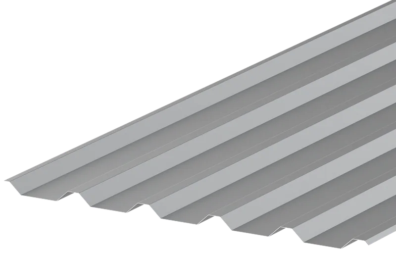 Freigestelltes Rendering: Trapezblech in Anthrazit für Flachdach-Eindeckung
