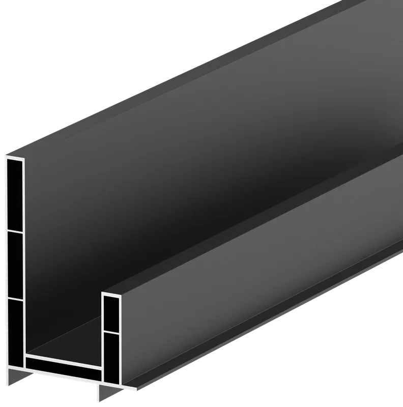 Freigestelltes Rendering: Rinnenprofil aus Aluminium für Flachdach-Systeme, Querschnitt sichtbar