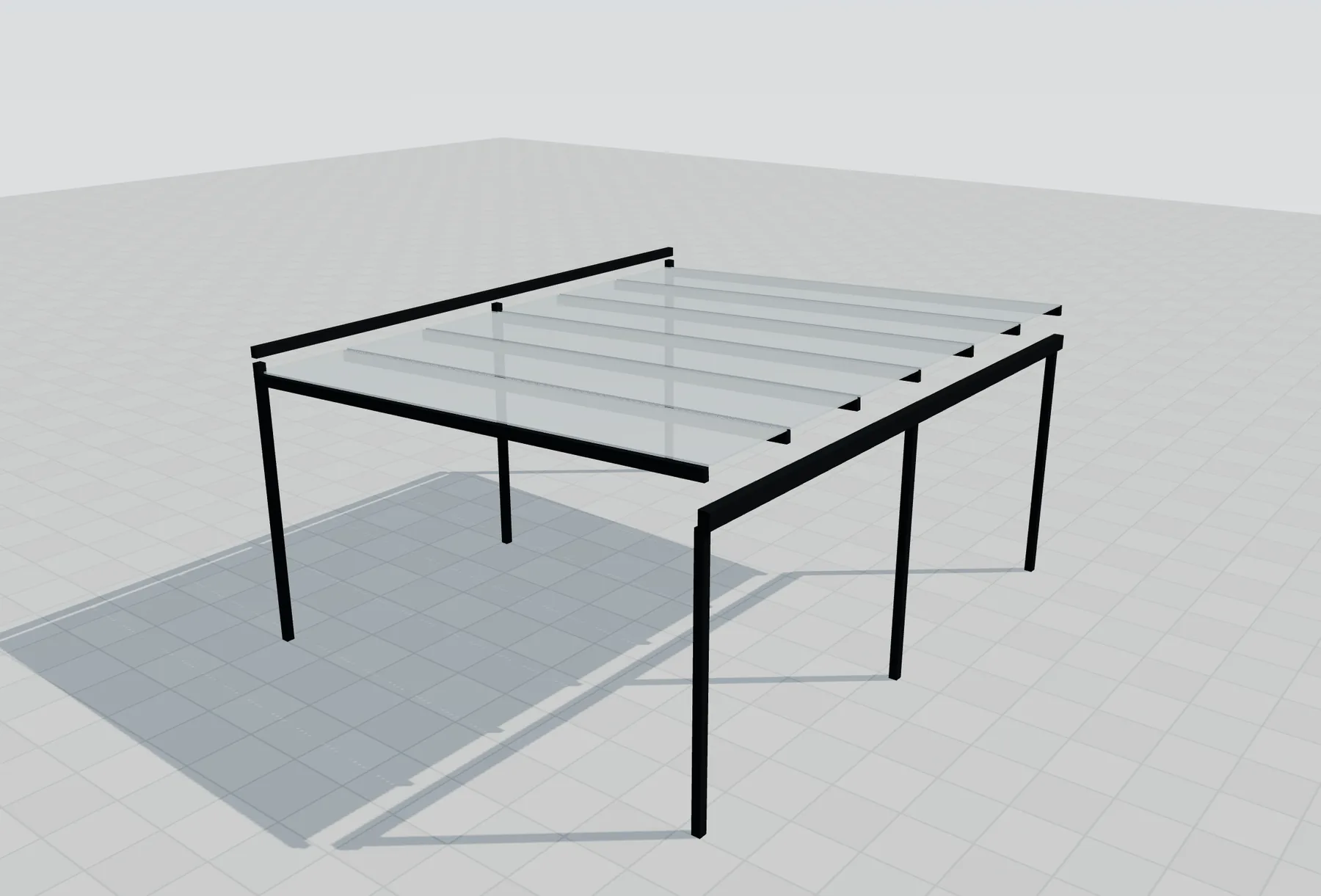Aluminium carport met plat dak, berekende weergave