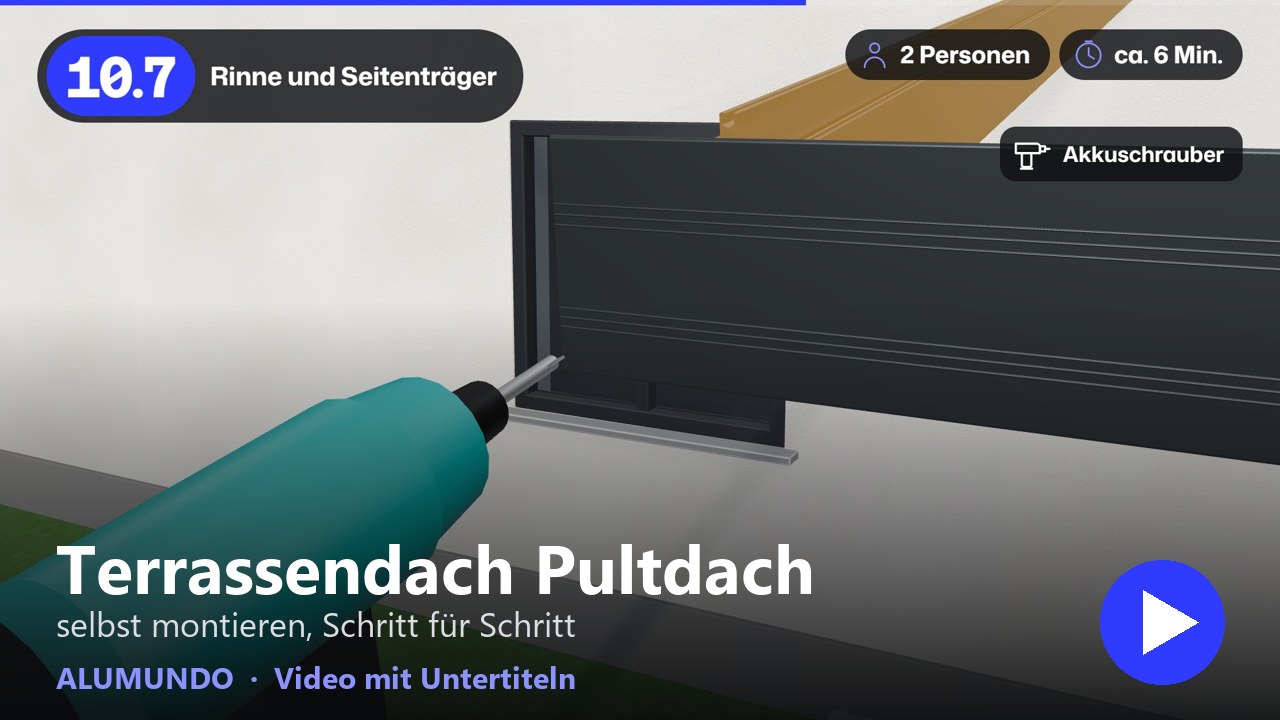 Vorschaubild des Montagevideos: Montage der Rinne am Terrassendach